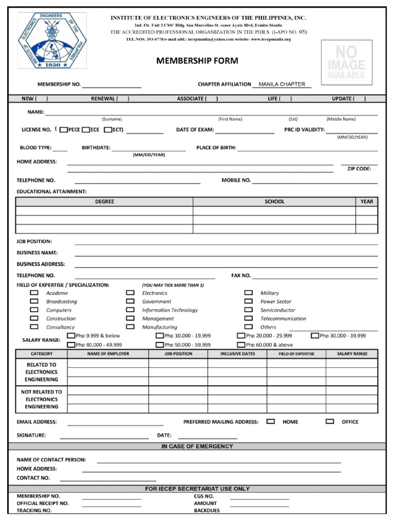 IECEP Membership Form PDF | PDF