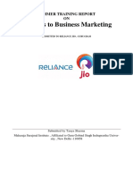 Business To Business Marketing: Summer Training Report ON