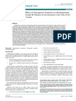 A Study To Assess The Effect of Therapeutic Positions On Hemodynamic Parameters Among Critically III Patients in The Intensive Care Unit at Sri Ramachandra Medical Centre