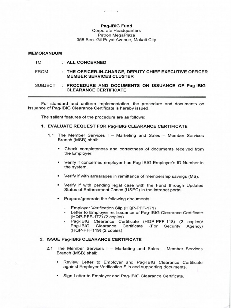 procedure-on-issuance-of-pag-ibig-clearance-certificate