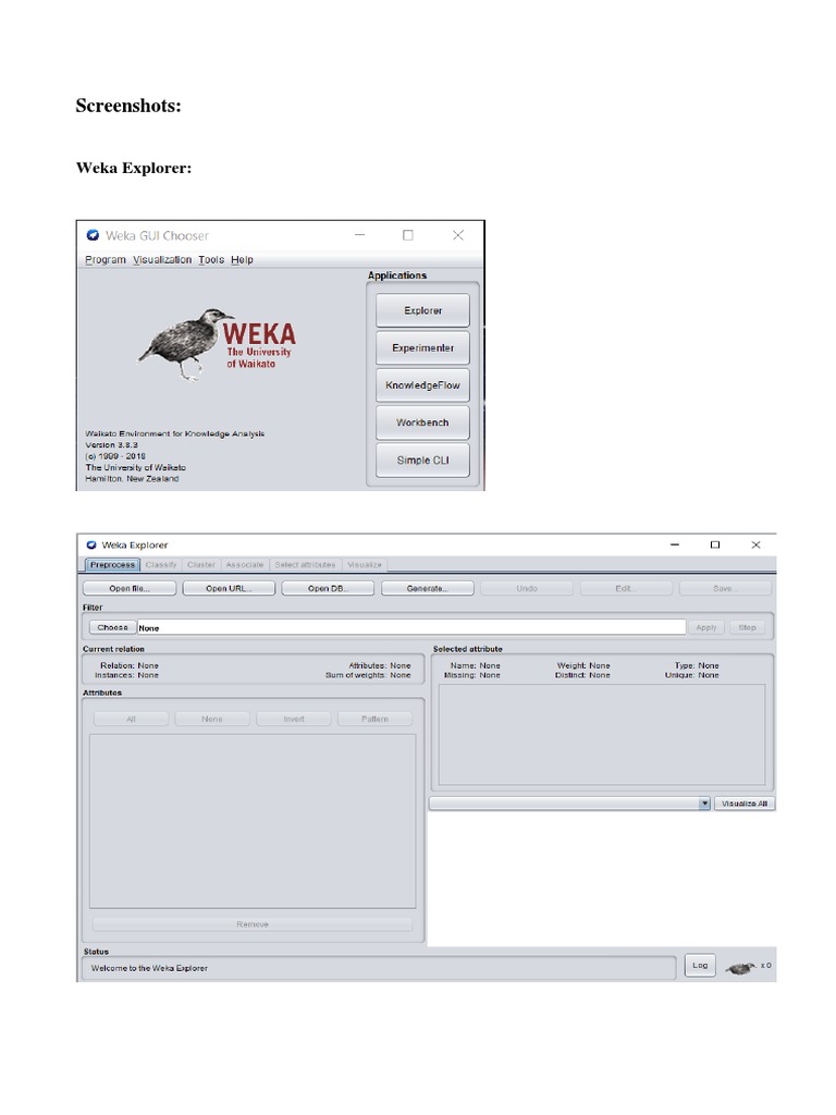 Screenshots:: Weka Explorer | PDF