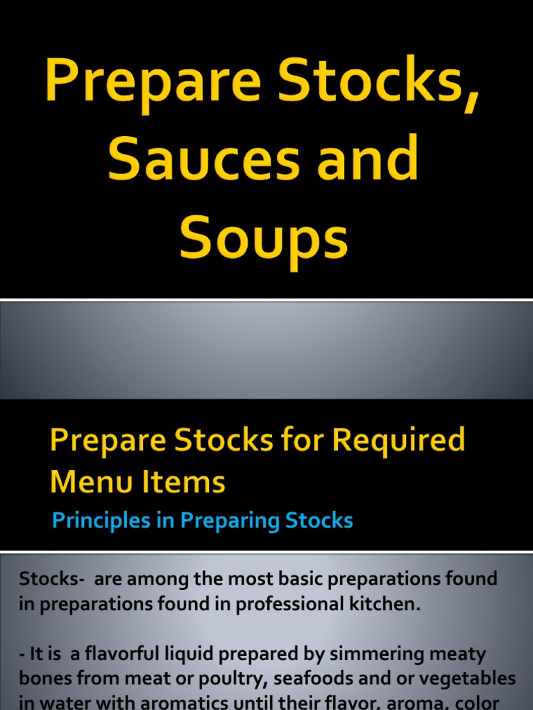Prepare Stocks, Sauces and Soups PDF Soup Broth