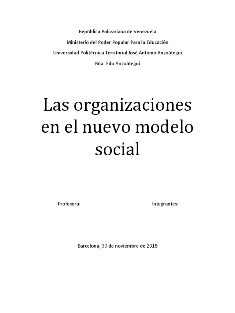 Las Organizaciones En El Nuevo Modelo Social Pdf Cooperativa Sociedad