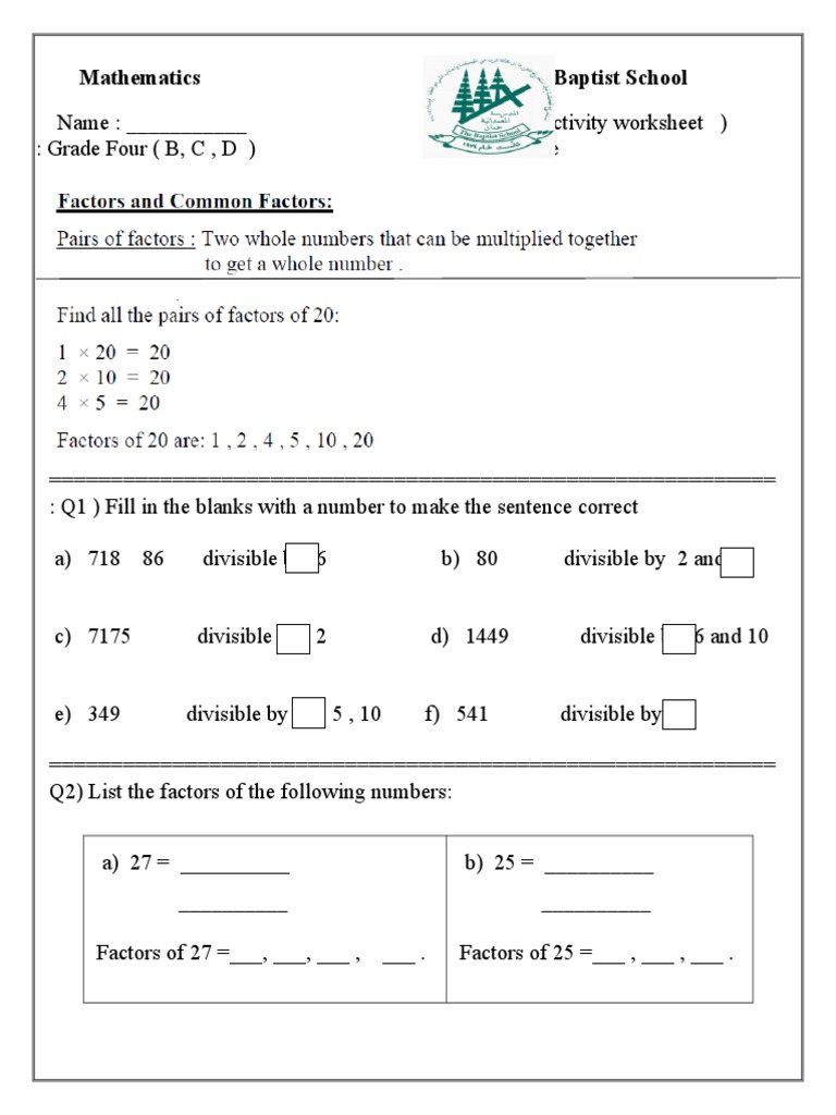 Divisibility & Factors | PDF | Teaching Methods & Materials
