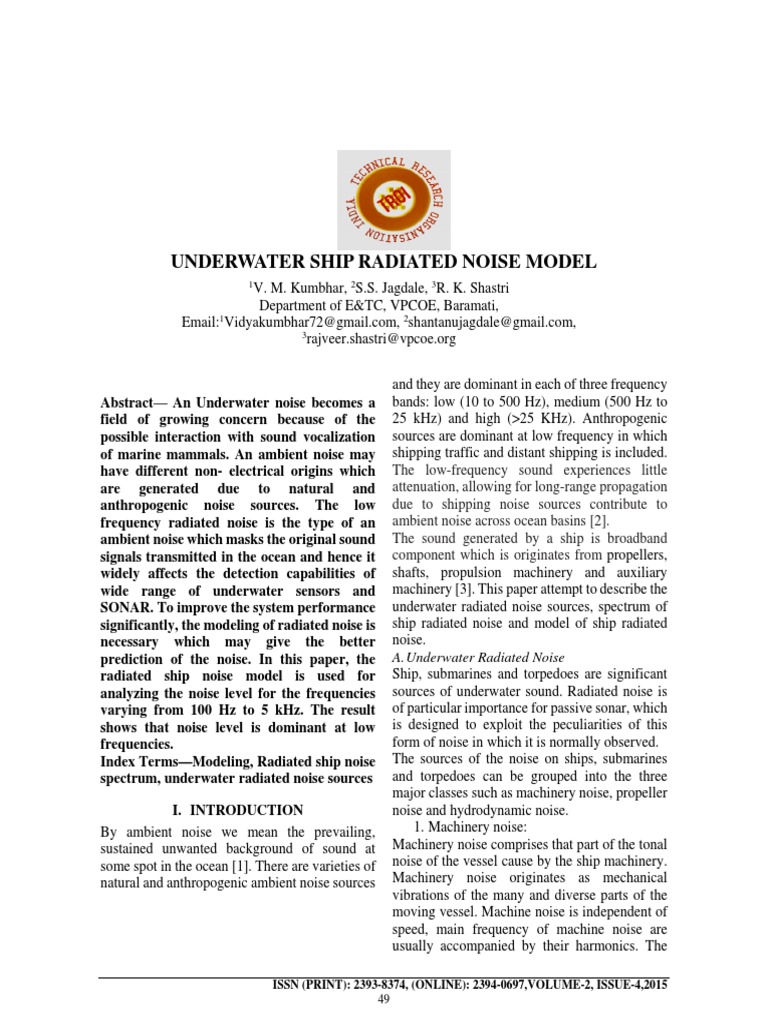 Underwater Ship Noise Modeling Analysis | PDF | Propeller | Spectral ...