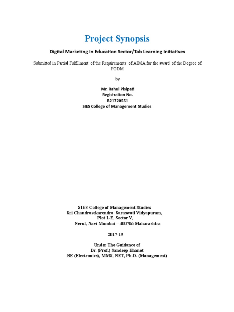 Rahul Project Report Synopsis | PDF | Educational Technology | Epistemology