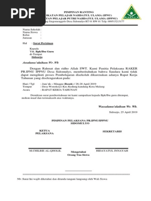 Contoh Surat Izin Orang Tua Ipnu Ippnu Contoh Lif Co Id