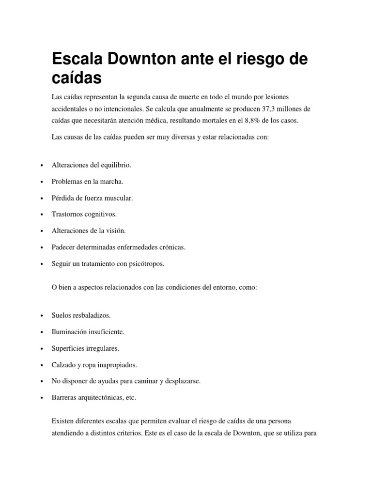 Escala Downton para riesgo de cadas | PDF | Ciencias de la Salud ...
