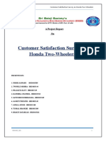 Customer Satisfaction Survey of Honda Two-Wheelers: A Project Report On