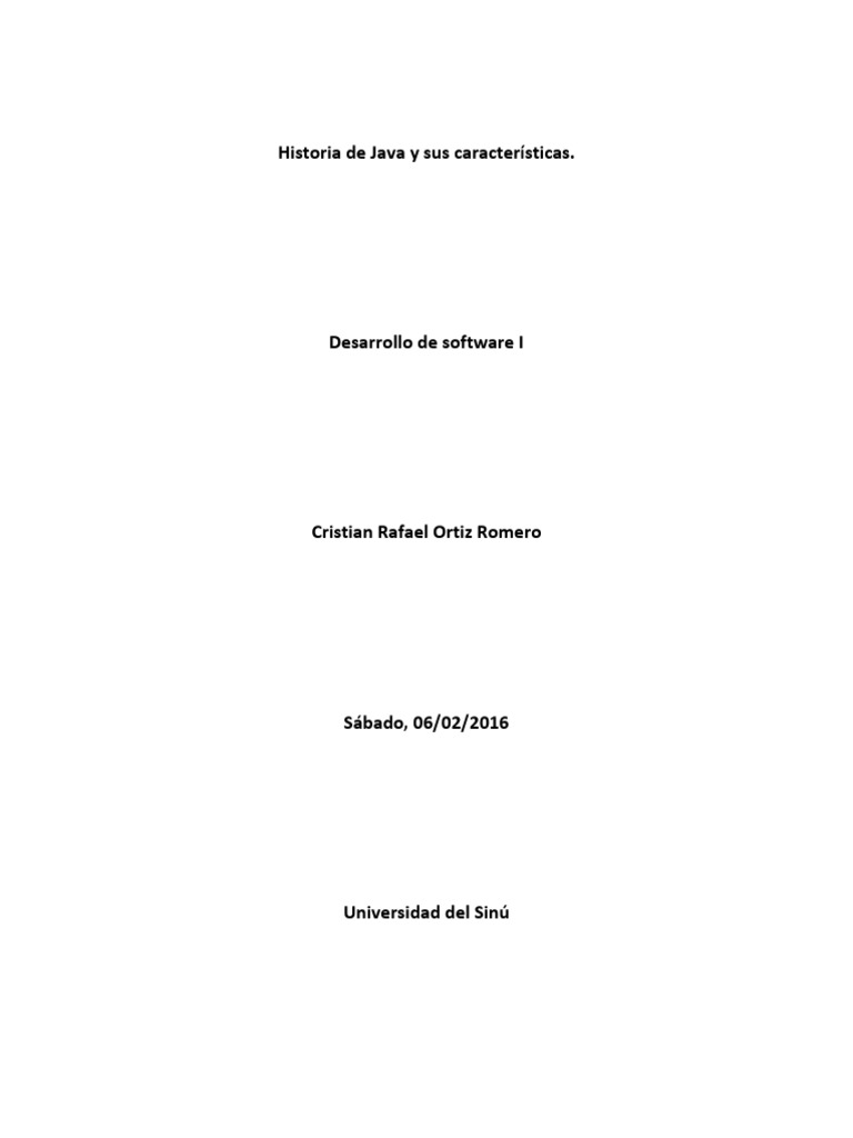 Historia y características de Java | PDF | Java (lenguaje de ...