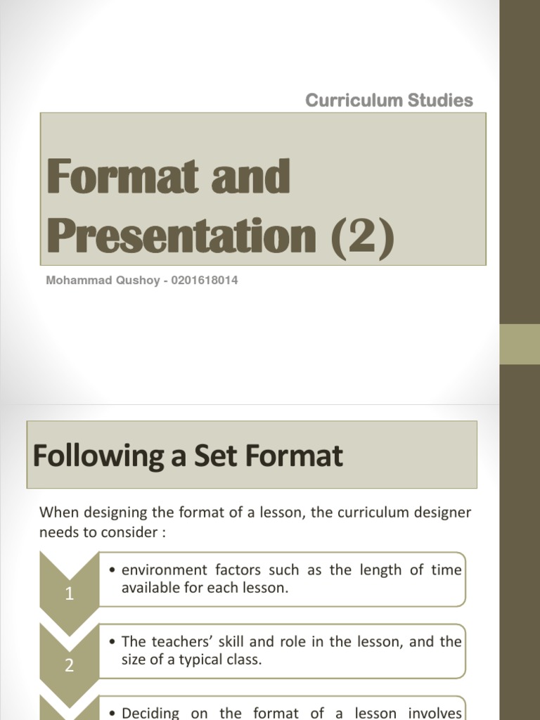 Curriculum Design and Presentation Format | PDF | Goal | Curriculum