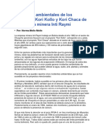 Incidentes Ambientales de Los Proyectos Kori Kollo y Kori Chaca de La Empresa Minera Inti Raymi