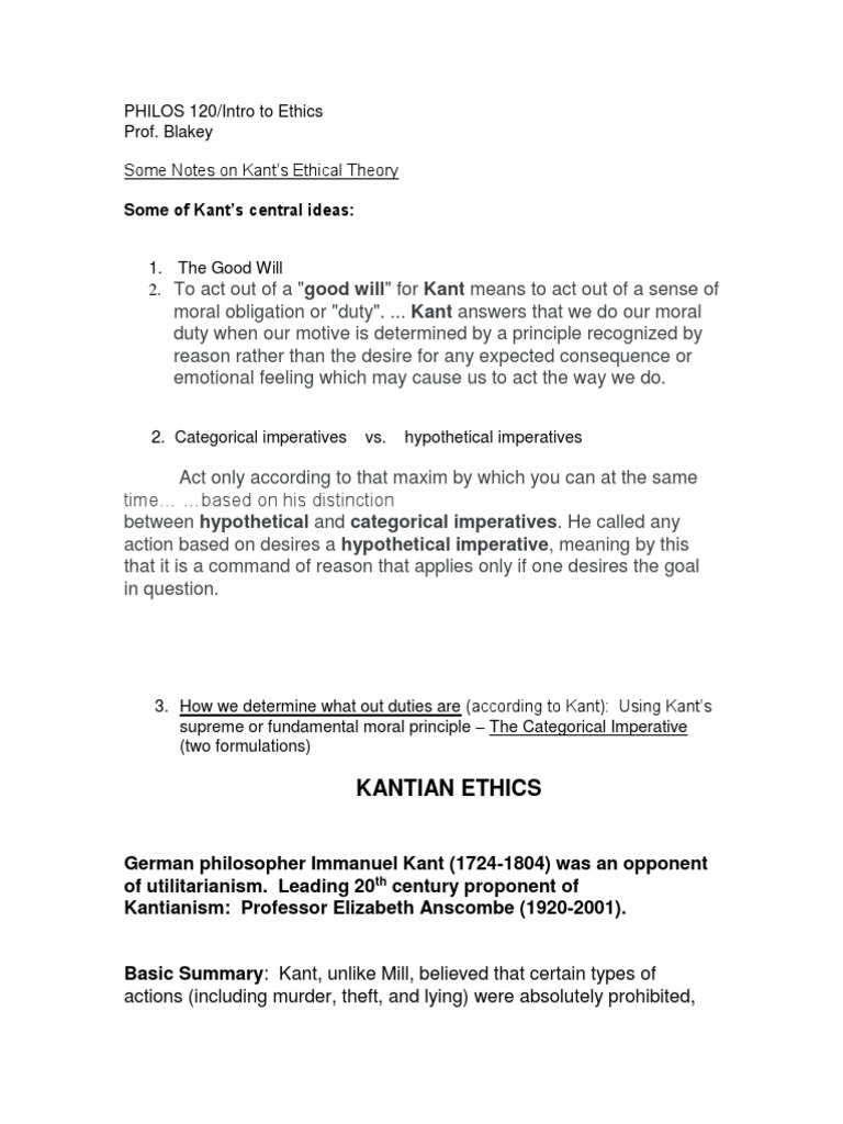 Kant S Morals Pdf Immanuel Kant Philosophical Theories