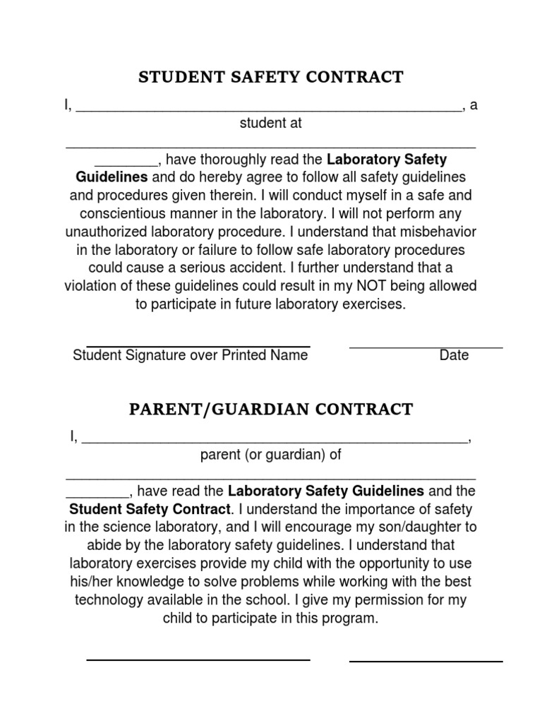 Laboratory Safety Contract Form | PDF | Career & Growth | Wellness