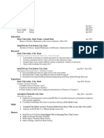 Actuarial Resume with Exams, Education, Research, Experience, and Skills