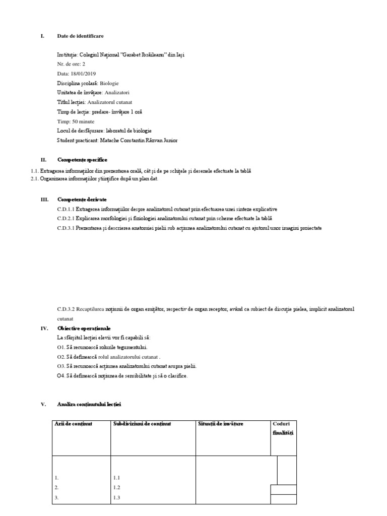 Model Plan de Lectie | PDF