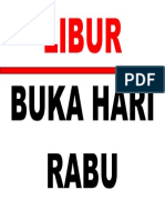 Libur Buka Hari Senin