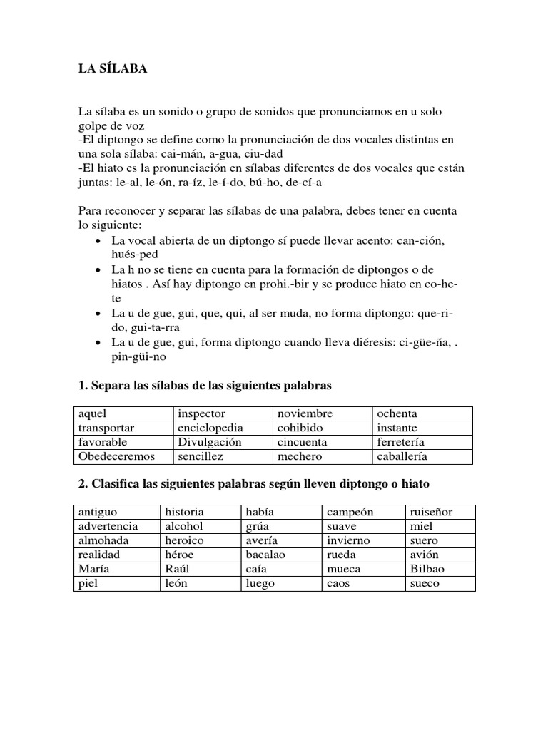 Guía de Acentuación y Silabación | PDF | Morfología Lingüística | Sintaxis