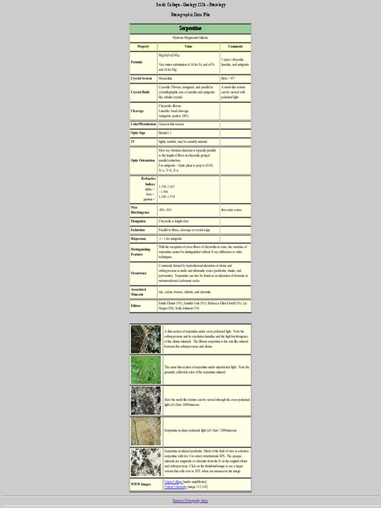 Serpentine Pdf Pdf Minerals Geology