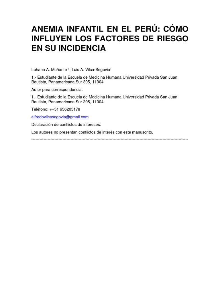 Anemia Infantil en El Perú | PDF | Anemia | Perú