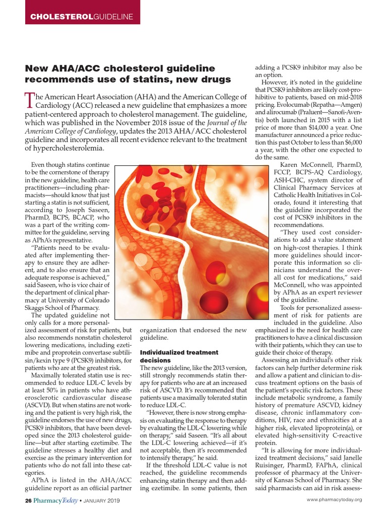 Cholesterol Guidelines PDF Statin Low Density Lipoprotein