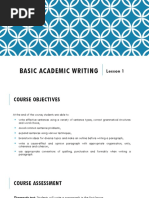 Basic Academic Writing: Lesson 1