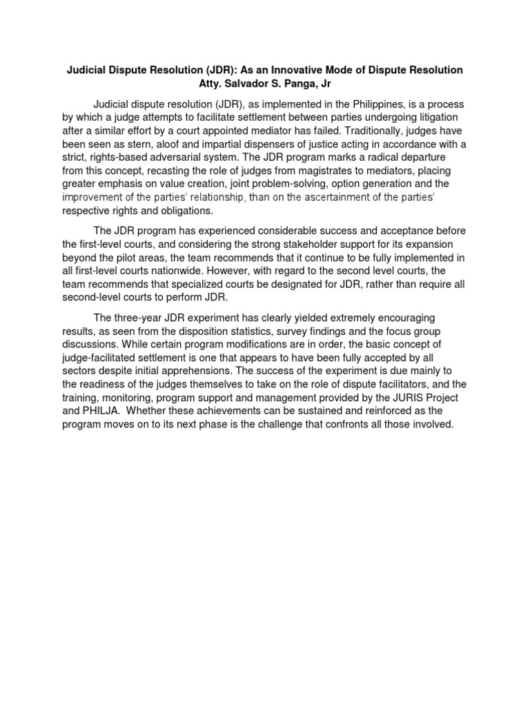 Judicial Dispute Resolution | PDF | Law