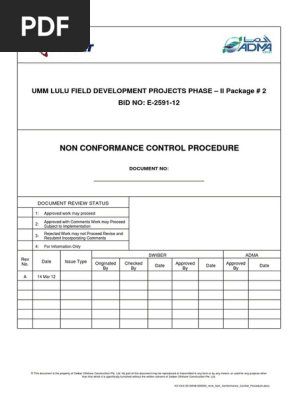 Non Conformance Control Procedure