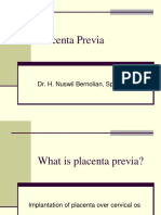 Placenta Previa: Dr. H. Nuswil Bernolian, Spog (K)