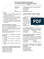 Examen de Lengua Castellana Septimo Grado Primer Periodo