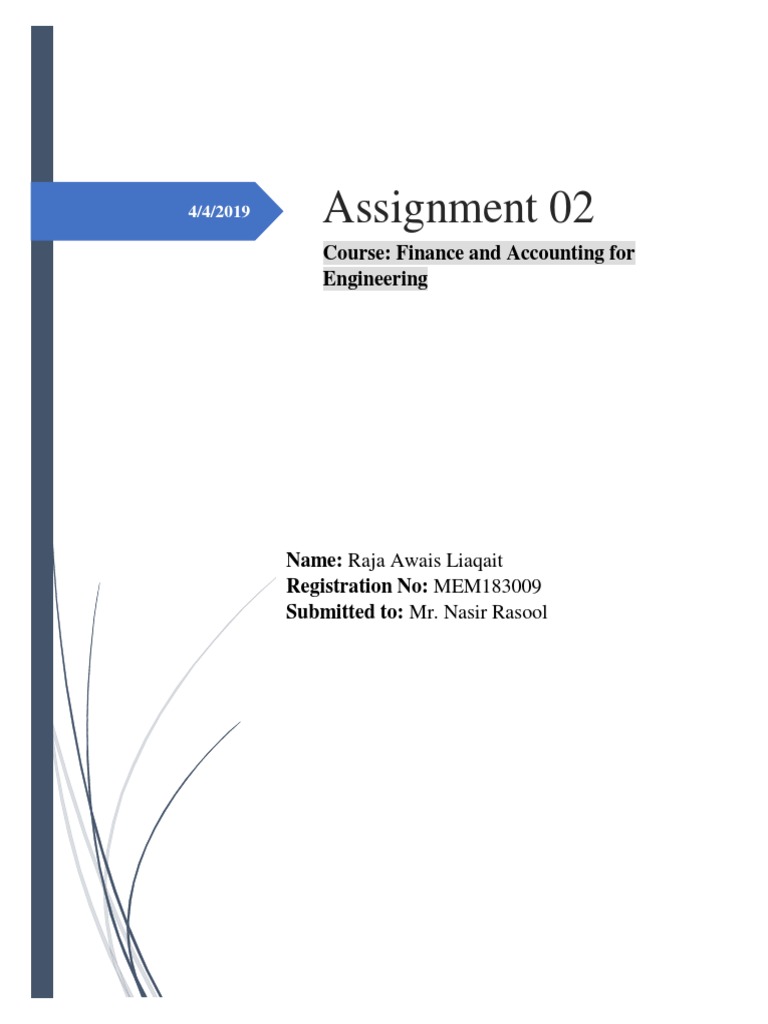 Assignment 02 Course Finance and Accounting For Engineering PDF