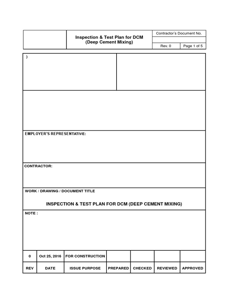 DCM Inspection & Test Plan | PDF | Evaluation | Nature