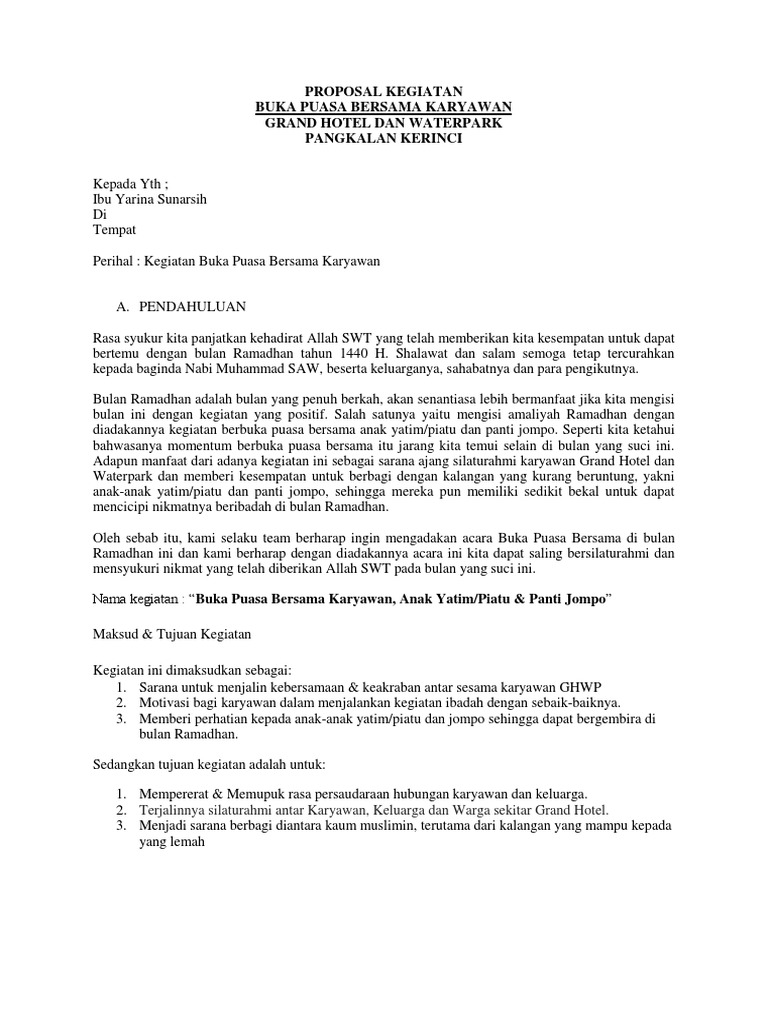Proposal Buka Bersama | PDF