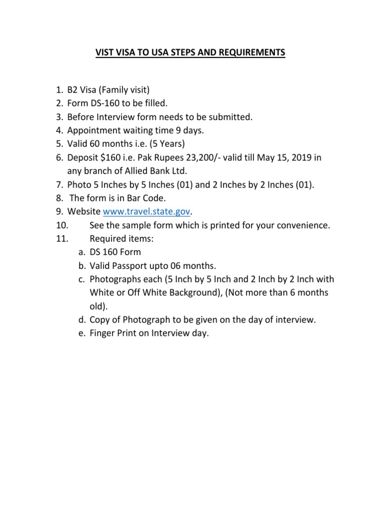 USA Visitor Visa Guide | PDF | Finance & Money Management