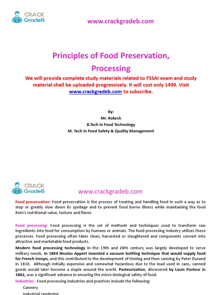 Principles of Food Preservation, Processing PDF Food Preservation