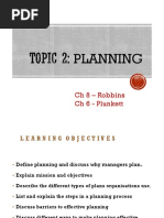 Planning: CH 8 - Robbins CH 6 - Plunkett