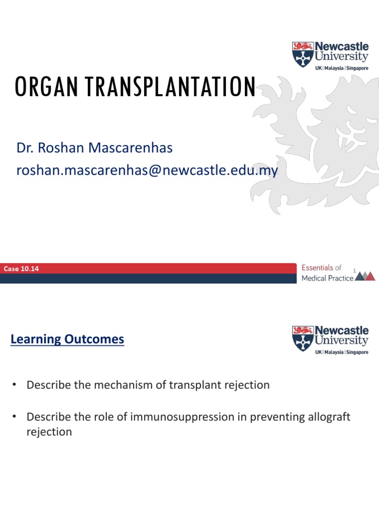 Organ Transplantation Dr. Roshan Mascarenhas Roshan Mascarenhas