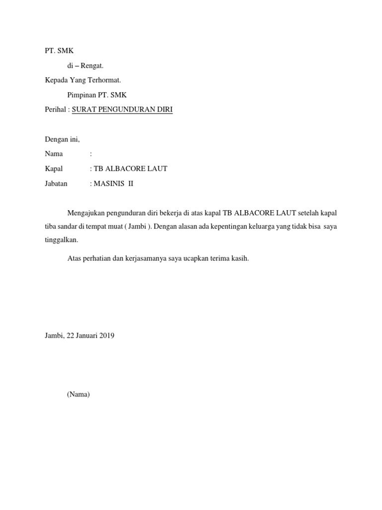 Surat Pengunduran Diri