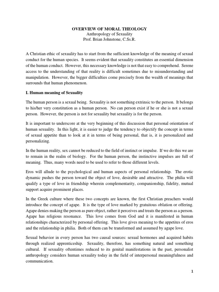 Understanding Human Sexuality in Theology | PDF | Human Sexuality | Love