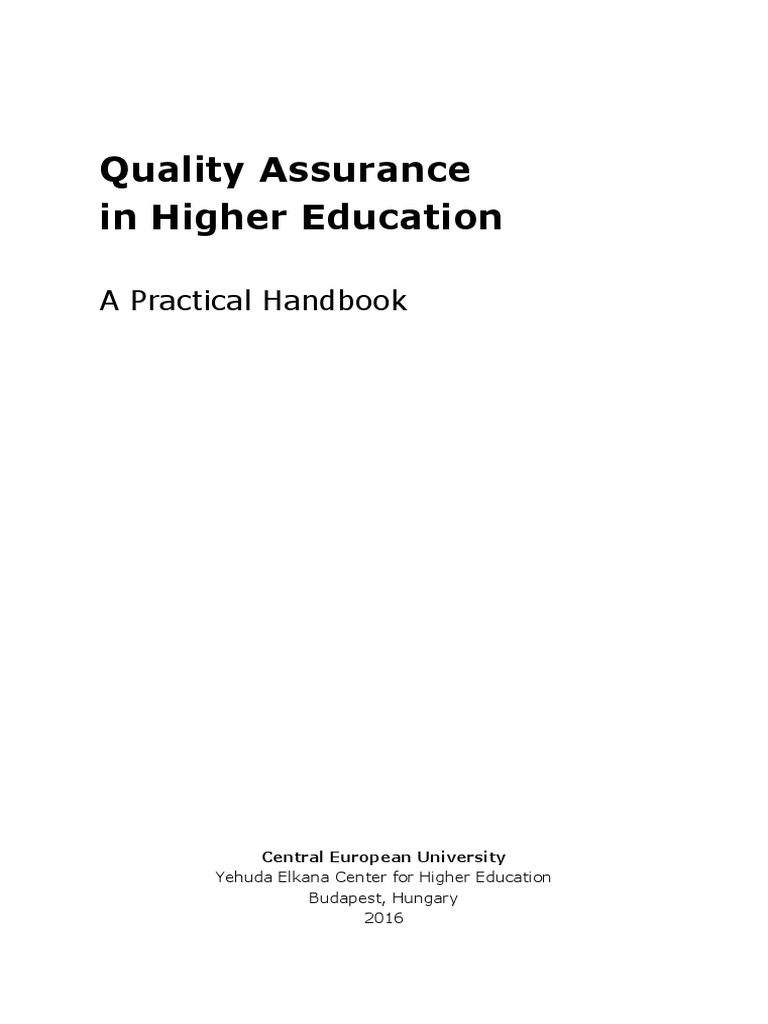Quality Assurance Handbook for Higher Ed | PDF | Quality Assurance ...