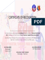 Certificate of Recognition: Barangay Councilor Barangay Captain SK Chairwoman