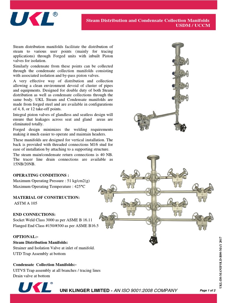 Steam and Condensate Manifold Systems | PDF | Valve | Steam