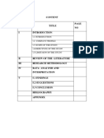 Content: 1.2 Company Profile 1.3 Scope of The Study 1.4objectives of The Study 1.5 Limitaion of The Study