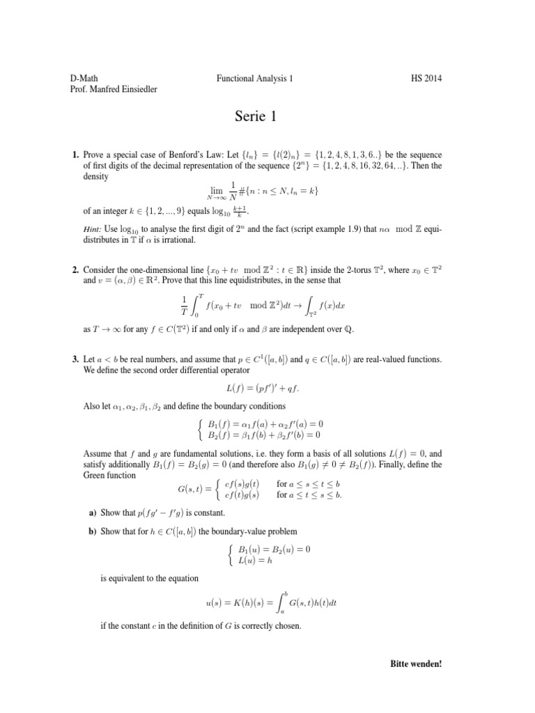 Functional Analysis - Manfred Einsiedler - Exercises Sheets - 2014 ...