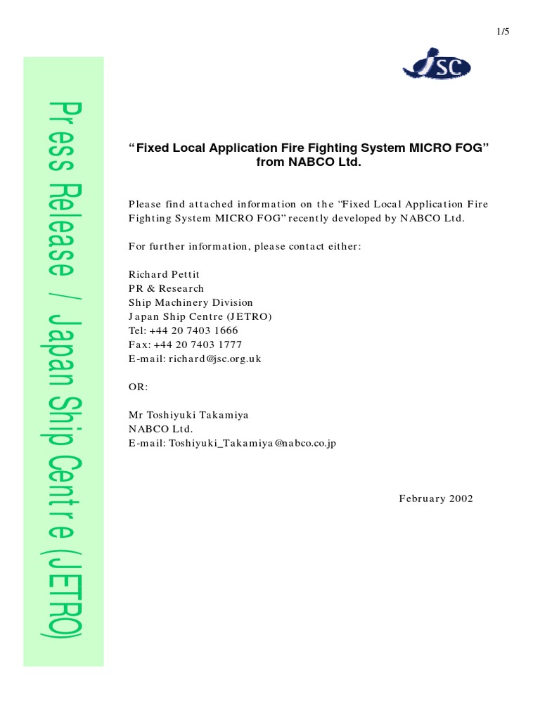 Micro Fog Fire Fighting System Overview | PDF | Firefighting | Fires