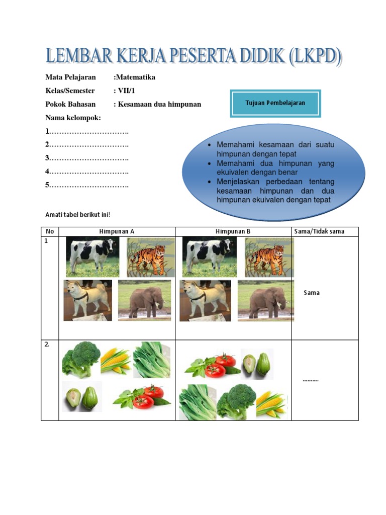 Lkpd Kesamaan Dua Himpunan