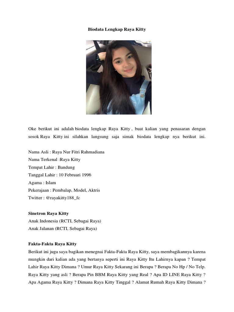 Biodata Lengkap Raya Kitty