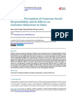 The Public Perception of Corporate Social Responsibility and Its Effects On Customer Behaviour in China