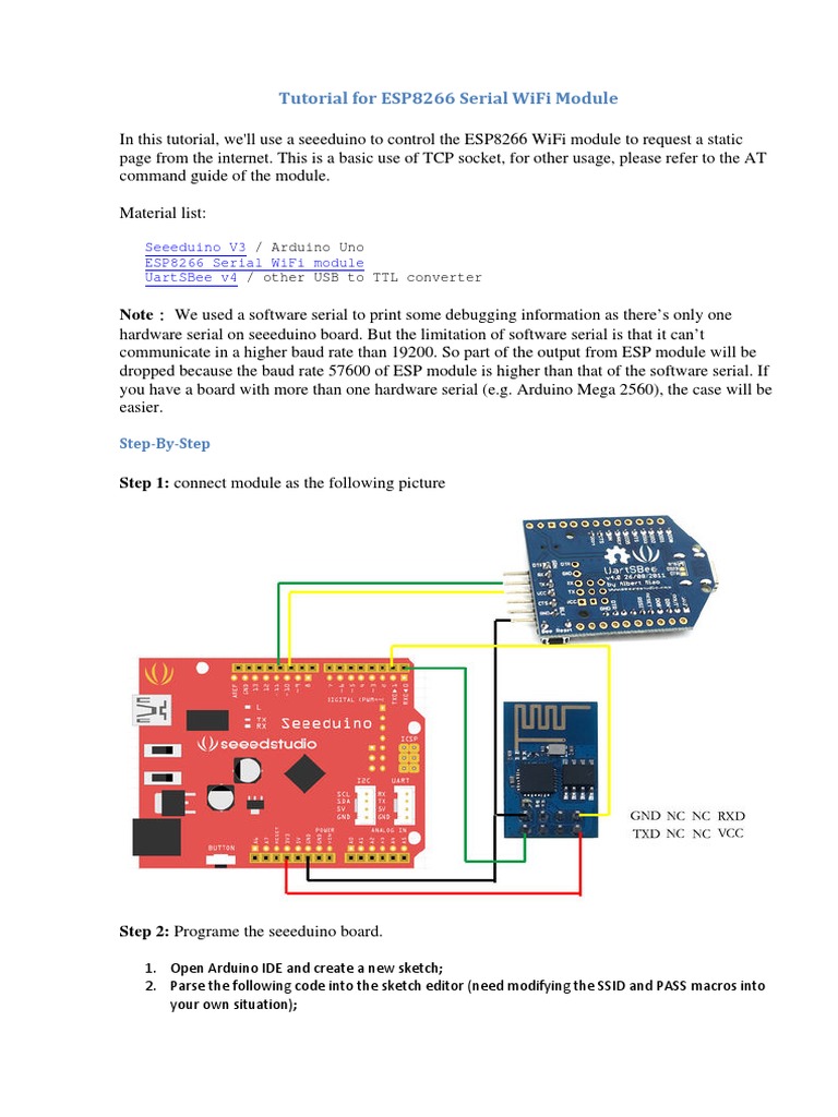 Tutorial For Esp8266 Serial Wifi Module | PDF | Arduino | Software ...