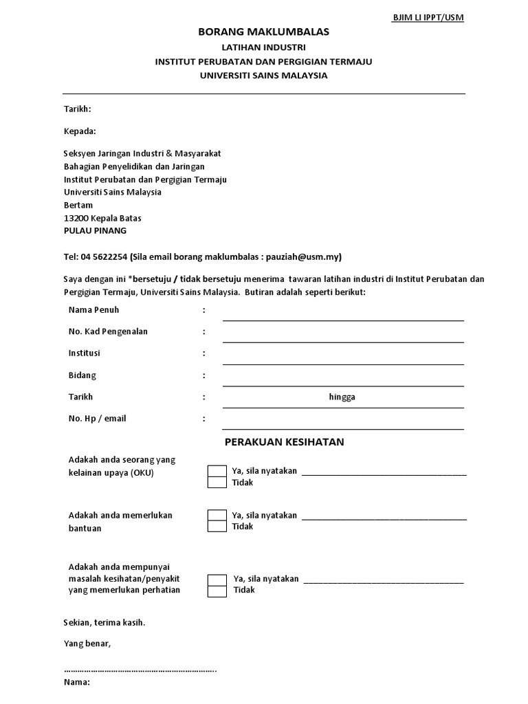 Borang Maklumbalas Li Docx